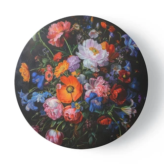 Rundes Leinwandbild Blumenstrauß aus Vintage-Blumen 