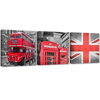 Leinwandbild 3-teilig, Londoner Rot 