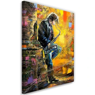 Canvas schilderij, Muzikant met saxofoon 