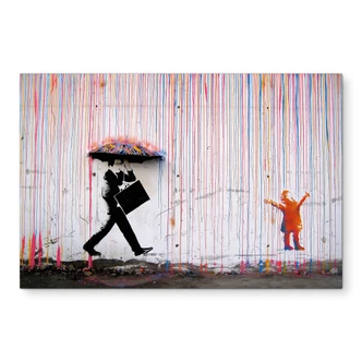 Wandbild Banksy - Coloured Rain - Alu-Dibond 