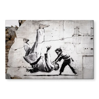 Wandbild Banksy in der Ukraine - Ein kleiner Judoka - Alu-Dibond 
