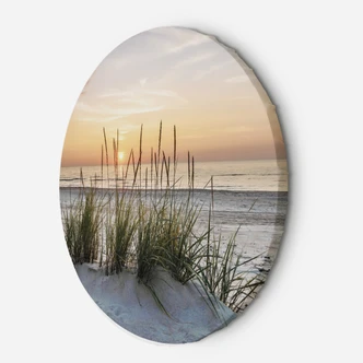 Rundes Leinwandbild Sonnenuntergang am Strand 