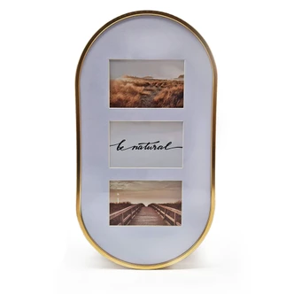 Bilderrahmen Gold abgerundet - für 3 Fotos - 25,4 x 48,3 cm 