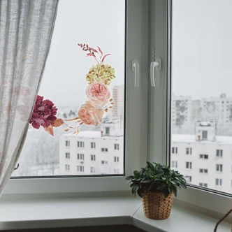 Fensterbild Blütenpracht im Herbstkranz | Florale Fensterdeko Fensterbild Blütenpracht im Herbstkranz | Florale Fensterdeko