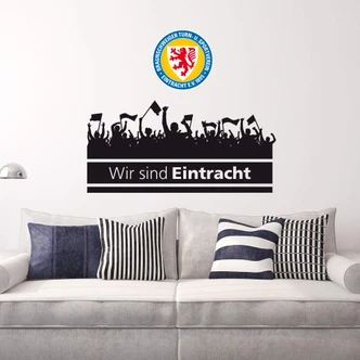 Wandtattoo Eintracht Braunschweig Wir sind Eintracht mit Fans und Logo farbig 