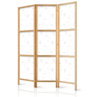 Japanischer Paravent, Raumteiler freistehend, Trennwand - Airplanes and Balloons on White Sky 