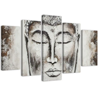 Leinwandbild 5 teilig, Buddha Grey Zen Spa 