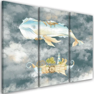 Leinwandbild 3 teilig, Fliegerwal und Schiff 