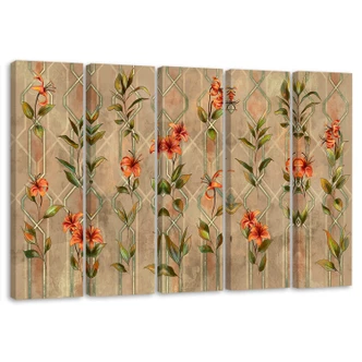 Leinwandbild 5 teilig, Lilia gelbe Blume 