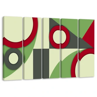Leinwandbild 5 teilig, Geometrische Abstraktionsformen 