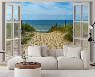 Fototapete Fensterblick Weg zum Meer 