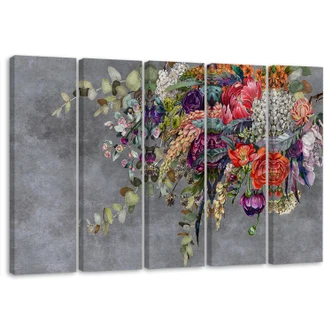 Leinwandbild 5 teilig, Blumenstrauß 