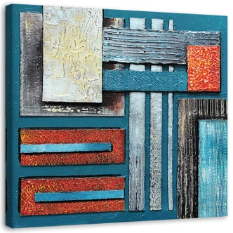 Leinwandbild, Abstrakt mit Blau wie gemalt 
