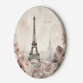 Rundes Leinwandbild Eiffelturm Shabby Chic 