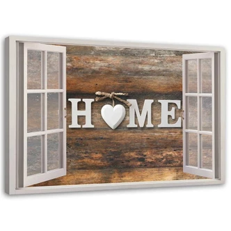 Leinwandbild, Fensterblick Home Herz Retro 