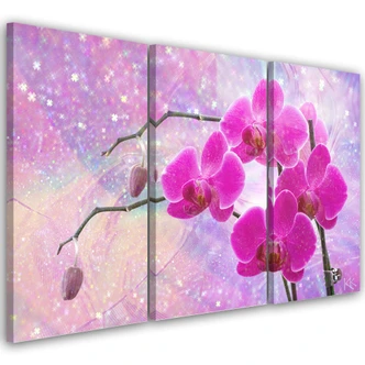Leinwandbild 3 teilig, Wesentliche Orchideenabstraktion 