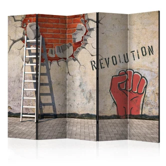 Paravent, Raumteiler freistehend, Trennwand - Unsichtbare Hand der Revolution , 5-teilig - 225x172 cm 