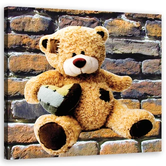 Canvasbillede, bamse med hjerte 