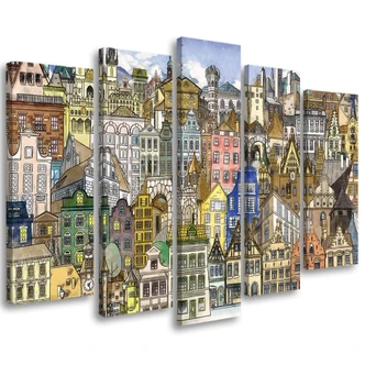 Leinwandbild 5 teilig, Fröhliche Stadt 