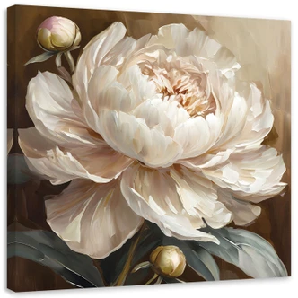 Leinwandbild Pfingstrose beige gemalt 