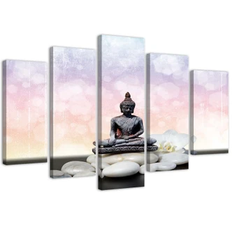 Leinwandbild 5 teilig, Zen Buddha Steine 