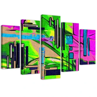 Leinwandbild 5 teilig, Abstrakte Landschaft 