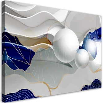 Leinwandbild, Blaue Kugeln 3D Abstrakt 