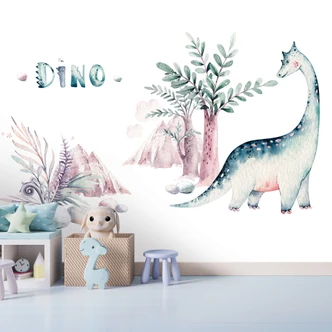 Dinosaur wallpaper in white pink - non-woven wallpaper Designwalls 2 - 2.55 x 3.5 m 