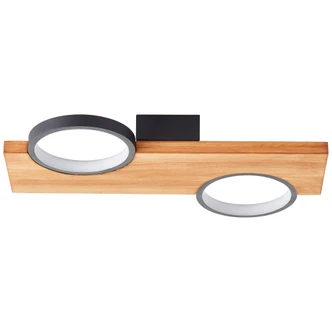 Deckenleuchte Elena, braun, 40x25 cm, Holz LED-Deckenleuchte, dimmbar 
