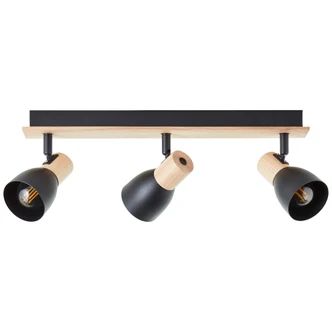 Spotbalken Emil, schwarz/braun, 16,5 x 47,5 cm, Holz Innenleuchte Spotbalken Emil, schwarz/braun, 16,5 x 47,5 cm, Holz Innenleuchte