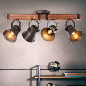 Spotbalken Eva, metallic, 78 x 28 cm, Holz Innenleuchte 