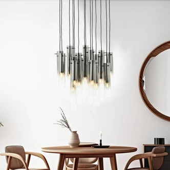 Pendelleuchte Hilla, grau, 199 x 52 cm, Metall Lampe Pendelleuchte Hilla, grau, 199 x 52 cm, Metall Lampe