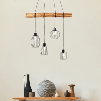 Pendelleuchte Karla, braun, 203 x 90 cm, Holz Pendellampe Pendelleuchte Karla, braun, 203 x 90 cm, Holz Pendellampe