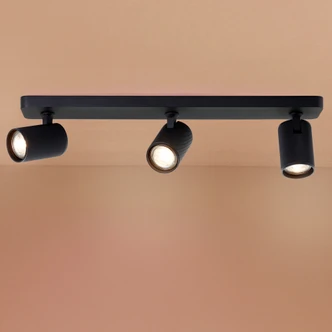 Spotbalken Leonardo, schwarz, 12,1 x 53 cm, Metall Dreifacher Deckenstrahler Spotbalken Leonardo, schwarz, 12,1 x 53 cm, Metall Dreifacher Deckenstrahler