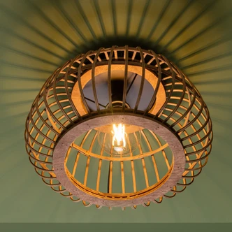 Deckenleuchte Lucas, braun, 24,5 x 40 cm, Rattan Innenleuchte 