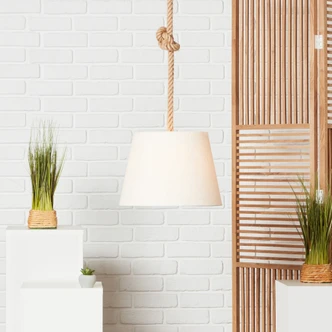 Pendelleuchte Milan, braun, 130 x 35 cm, Textil Pendelleuchte 