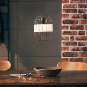 Pendelleuchte Nino, braun, 136,5 x 23 cm, Textil Pendelleuchte 