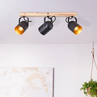 Spotbalken Sebastian, gold, 17,5 x 57,5 cm, Holz Lampe Spotbalken Sebastian, gold, 17,5 x 57,5 cm, Holz Lampe
