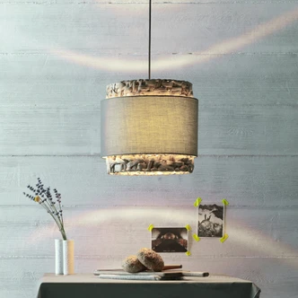 Pendelleuchte Till, beige, 140 x 35 cm, Textil Lampe 