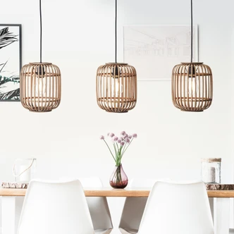 Pendelleuchte Willi, braun, 130 x 105 cm, Bambus Pendellampe, dimmbar 