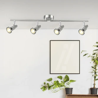 Deckenleuchte Mika, silber, 13 x 78 cm, Metall Strahler 