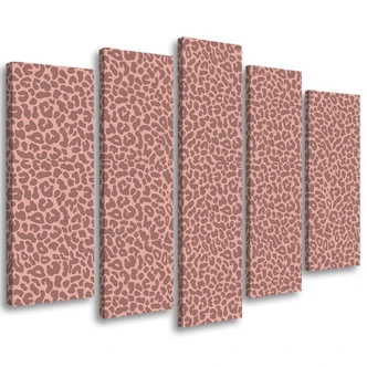 Leinwandbild 5 teilig, Leopard Leopard Pelfpatches Muster 