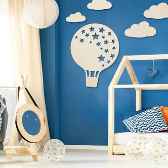 Holzdeko Pappel - Heißluftballon mit Sternen 