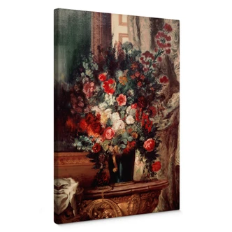 Delacroix - En vase med blomster - Lærredsprint 