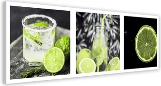 Leinwandbild, Limette mit Spritzwasser 