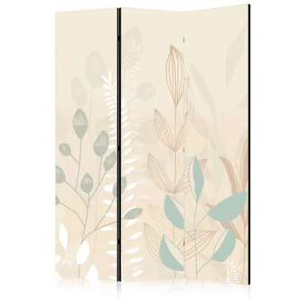 Paravent, Raumteiler freistehend, Trennwand - Morning in the Meadow: Pastel Plants 