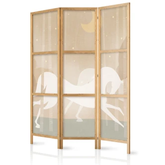 Japanischer Paravent, Raumteiler freistehend, Trennwand - Moonlit Steeds 