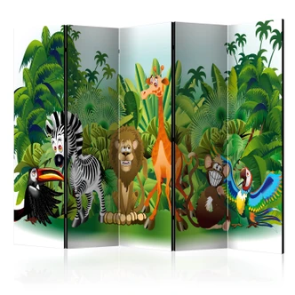 Kamerscherm - Jungle dieren , 5-delig - 225x172 cm 