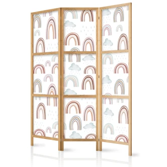 Japanischer Paravent, Raumteiler freistehend, Trennwand - Rainbows and Clouds 