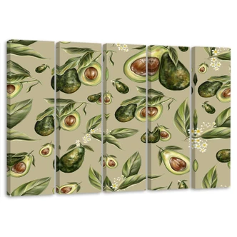 Leinwandbild 5 teilig, Avocado -Hälften 